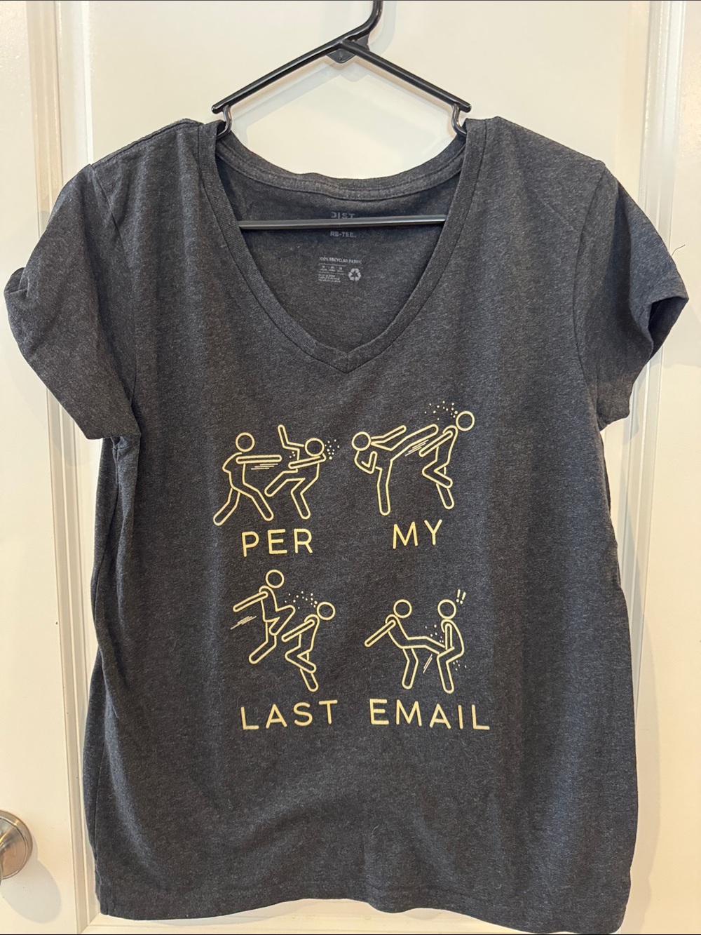 Graphic V-Neck Tee with Yellow Illustration Per My Last Email